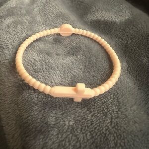 Peach colored Beaded Bracelet with Cross